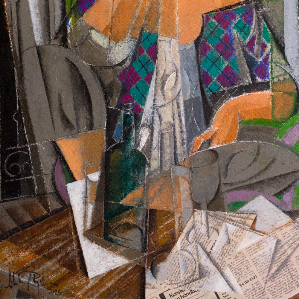 "Sentada en verdes"