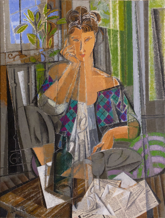 "Sentada en verdes"